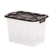 Homz 2 Pack 20-Gallon Clear Plastic Stackable Home Storage Bins with Lids, Black