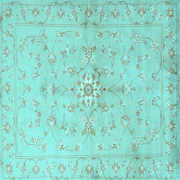 Ahgly Company Indoor Square Persian Light Blue Traditional Area Rugs, 6' Square