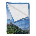 thumbnail image 2 of China Soft Flannel Fleece Throw Blanket, Wall of China in a Summer Day Jinshanling Section near Beijing Photo, Cozy Plush for Indoor and Outdoor Use, 50" x 70", Green Beige and Blue, by Ambesonne, 2 of 5
