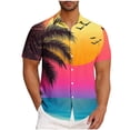 thumbnail image 2 of Vekome Hawaiian Button up Shirt Men Big and Tall Short Sleeve Tops Oversized Collared Casual Blouses Palm Frond Beach Wear, 2 of 6