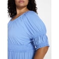 thumbnail image 4 of Terra & Sky Women’s Plus Scoop Neck Maxi Dress with Elbow Length Sleeves, Size 0X-5X, 4 of 5