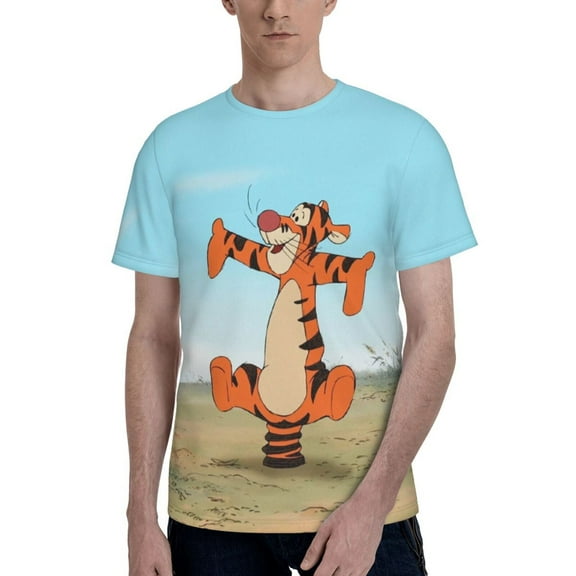 Tigger Men's T Shirts Cartoon Graphic Short Sleeve Tees Novelty Casual Unisex Adults Tee Shirt Tops