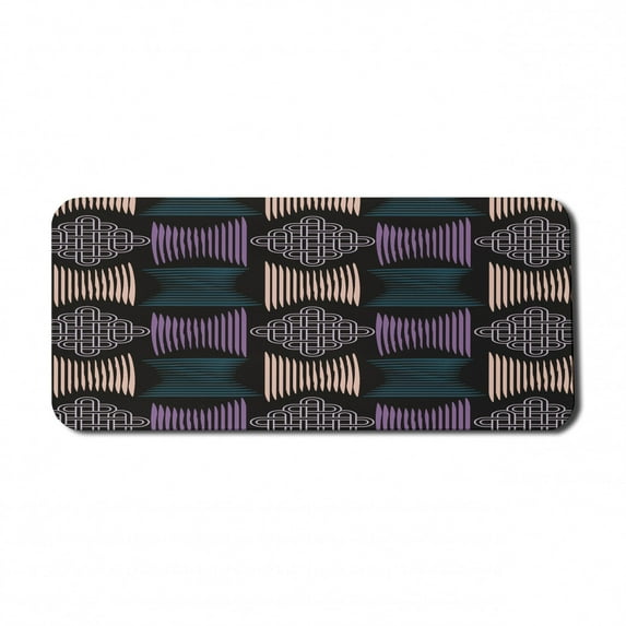 Abstract Computer Mouse Pad, Art Deco Style Elements Eternite Swirls in Dark Tones Pattern, Rectangle Non-Slip Rubber Mousepad X-Large, 35" x 15" Gaming Size, Charcoal Grey Multicolor, by Ambesonne