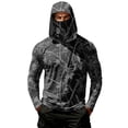 thumbnail image 2 of Men Hooded Long Sleeve Sun Protection Jacket Camouflage Print Lightweight Pullover Outdoor Casual Top with Zipper Pocket, 2 of 7