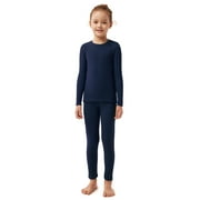 SIORO Thermal Underwear for Girls Double Fleece Warm Long Johns Ultra Soft Base Layer Set, Year 12, Navy