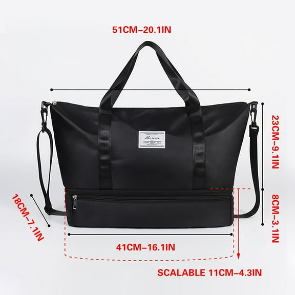 LACKUST Foldable Travel Bag, Shoe Compartment, Short Distance, Storage, Hangable, Business,Black
