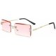 thumbnail image 1 of A pair of retro rimless sunglasses rectangular frameless candy-colored glasses for women and men (gold frame gradient powder), 1 of 3