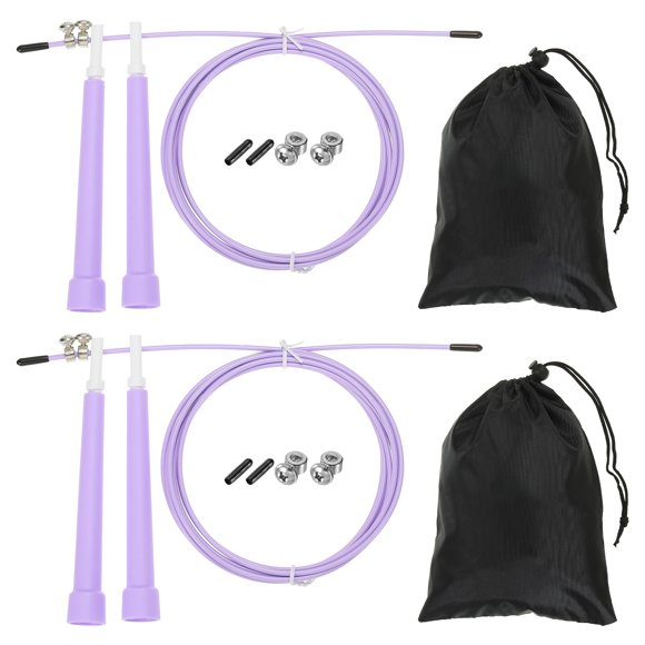 Unique Bargains Speed Jump Rope Adjustable Speed Skipping Rope with Storage Bag and Spare Parts Light Purple 2 Set