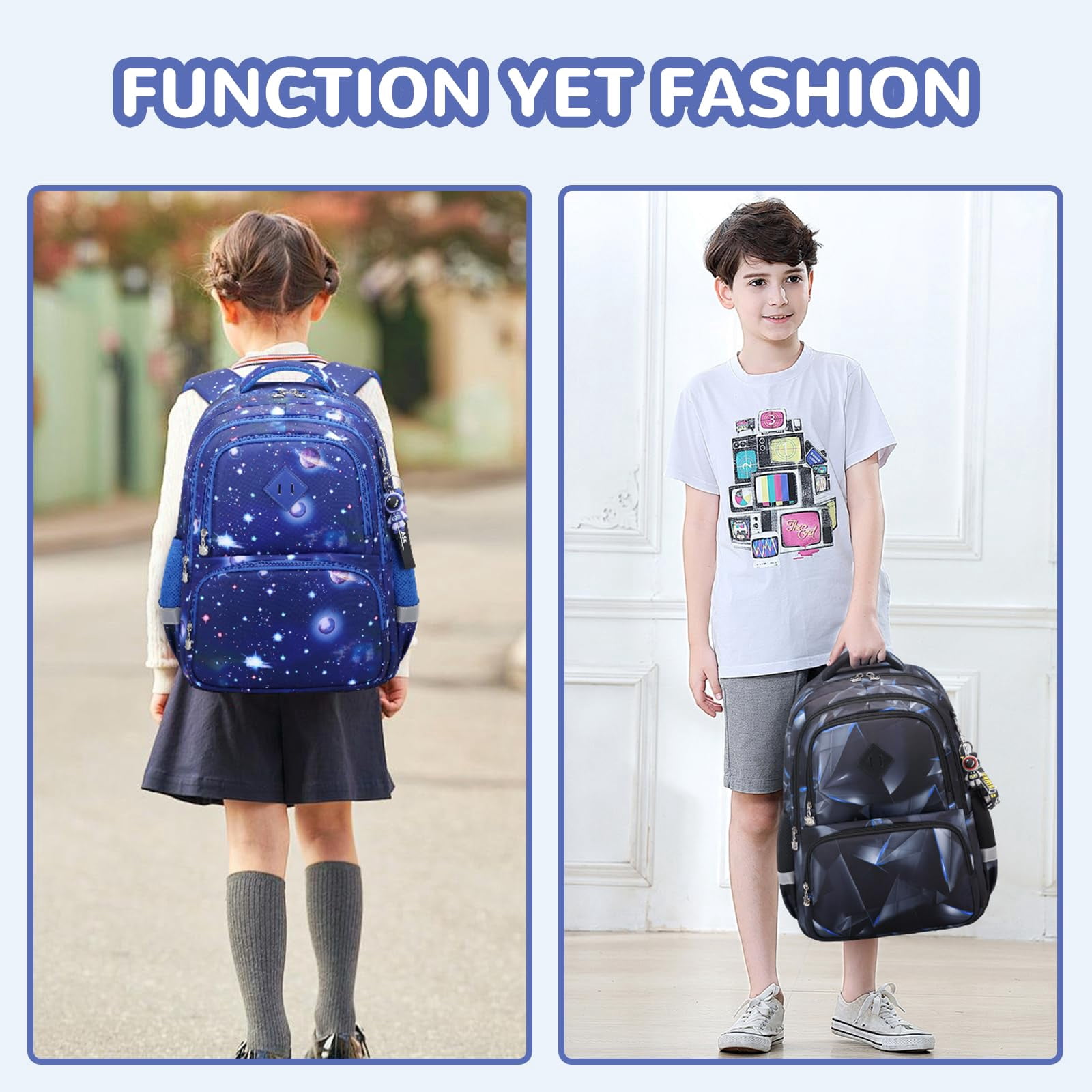 Soda Candy Kids Backpack Kawaii Printed School Girls Backpacks, Lightweight Water Resistant Boys Bookbag for Primary Kindergarten Elementary Preschool Middle School, Blue Star