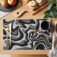 thumbnail image 2 of Abstract Fluid Art Placemats Set of 6, Black Grey Gradient Simple Line Placemats for Dining Table, Place Mats for Kitchen Tabletop, Waterproof Wipeable Dining Table Mats Set, 2 of 9