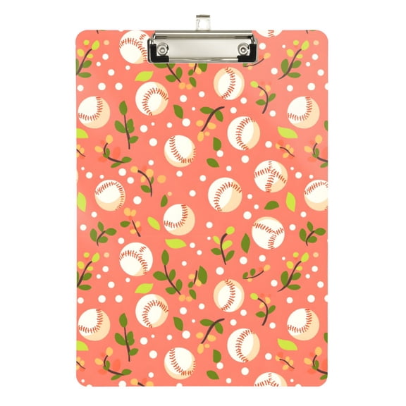 ALAZA Plastic Clipboard A4 Letter Size Decorative Clipboards for Students Women Men 9" x 12.5" Baseball Leaves