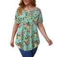 thumbnail image 5 of GingDin Women's Plus Size Tops Henley V Neck Button T Shirt Floral Casual Blouse m-4xl, 5 of 12