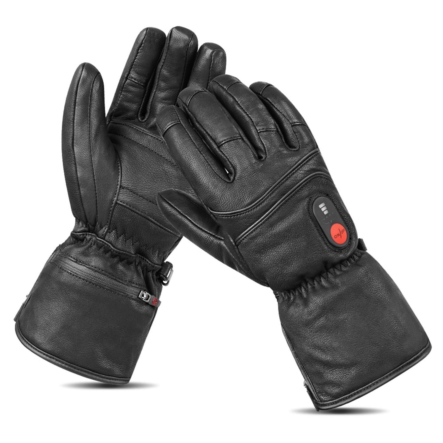 SAVIOR HEAT Heated Gloves for Men Women, Electric Rechargeable Battery Leather Thick Gloves for Motorcycle Ski Hunting Riding