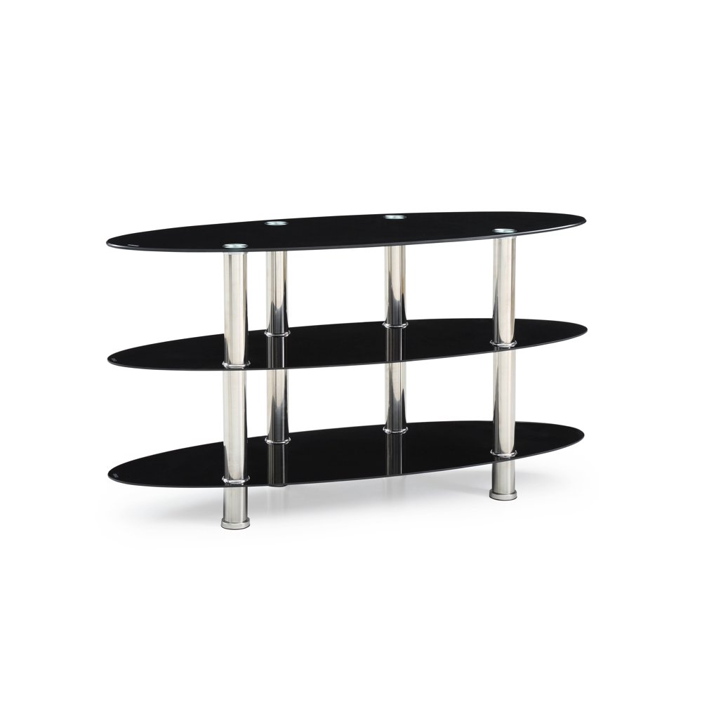 Hodedah 43" Wide Black Tempered Glass TV Stand