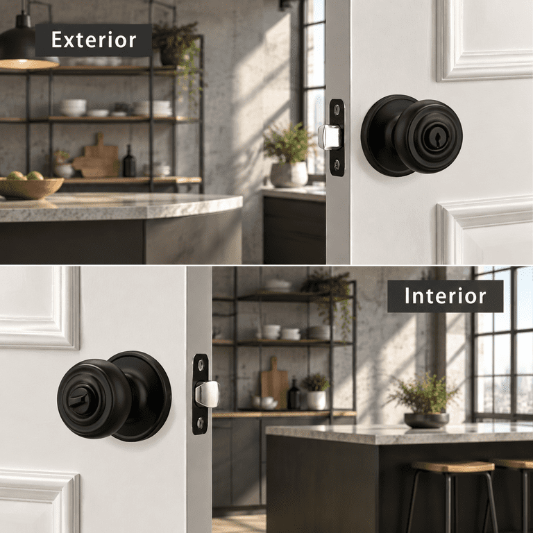6 Pack Matt Black Door Knobs Interior With Turn Lock For - Walmart.com