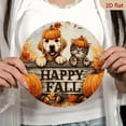 thumbnail image 5 of 2D Flat, 2D Flat - 1pc 7.87x7.87inch Aluminum Happy Fall Garden Decor Sign - 1pc, Inch Round Plaque with Pumpkin, Dog Cat Design, Outdoor Autumn Thanksgiving Decoration, 2D Flat, 5 of 6