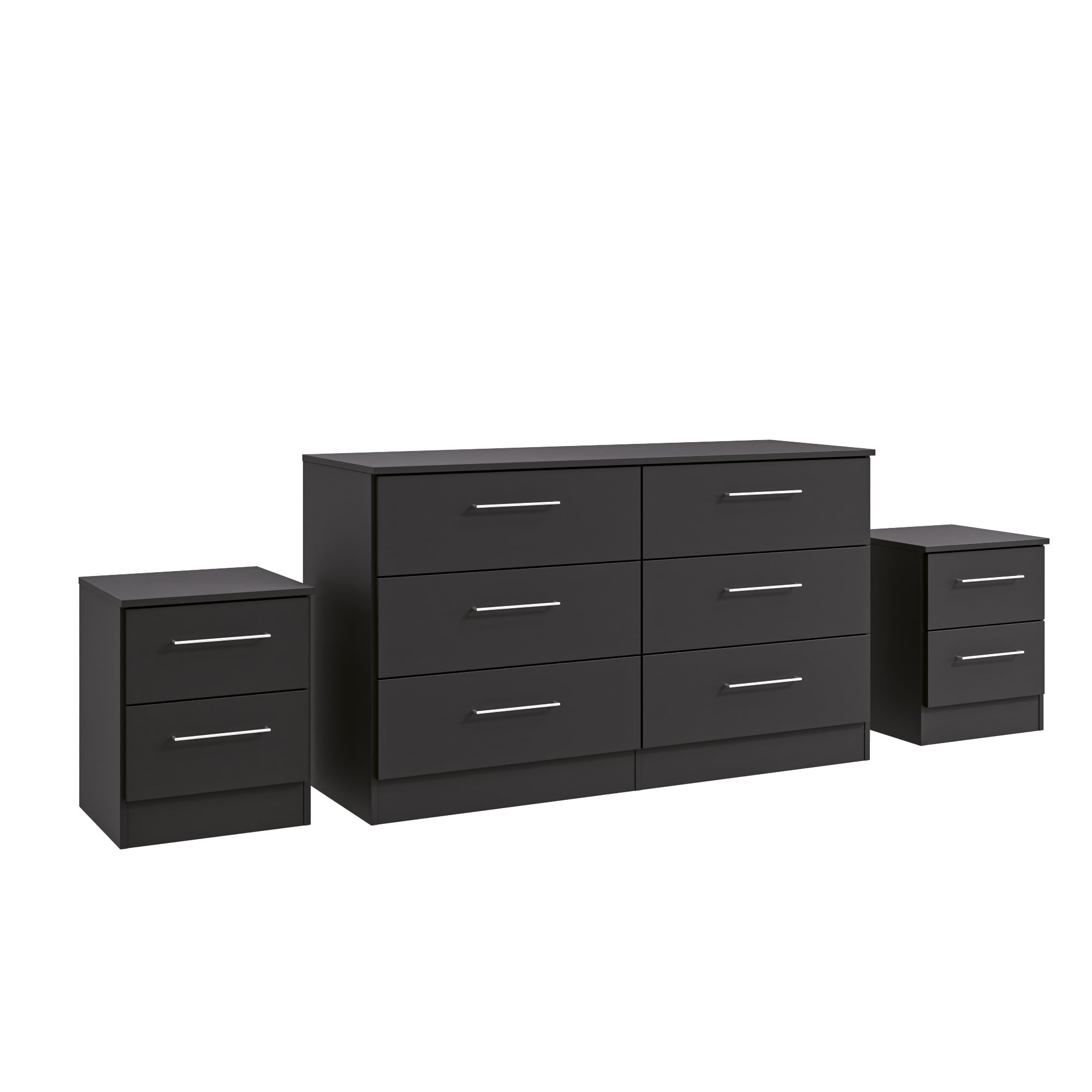 Kappesberg Foster Black 3-Piece Modern Dresser and Nightstand Bedroom Set