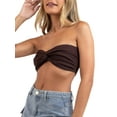 thumbnail image 2 of Coduop Women's Strapless Tube Tops Twist Knot Front Wrap Chest Bandeau Camisole Basic Tank Tops, 2 of 5
