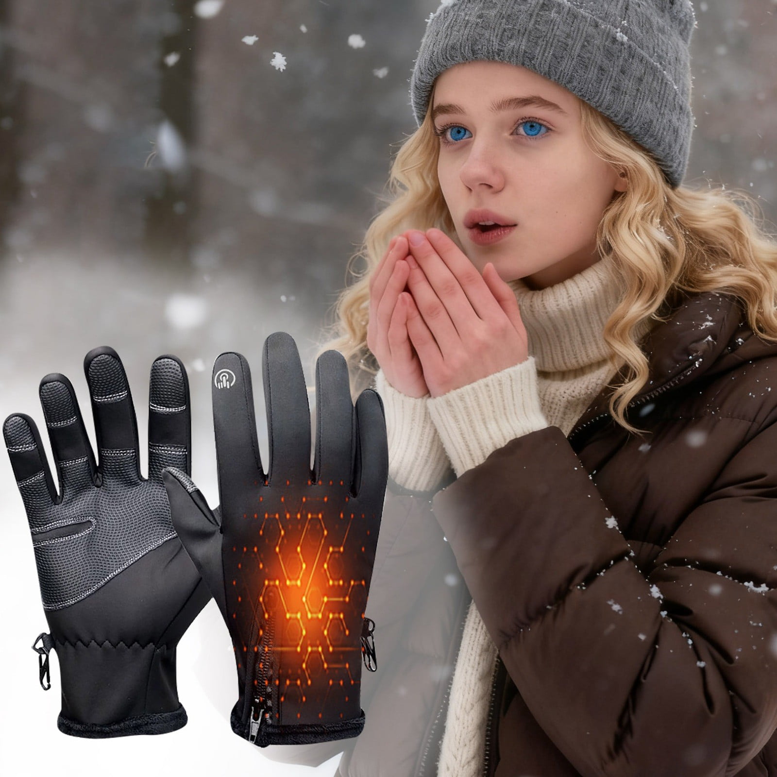 Electric Heated Gloves Rechargeable,Thermal Winter Gloves for Outdoor Activities with Long Lasting Battery Life, Waterproof Cold Weather Gloves for Skiing, Work, Hunting, Camping