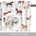 thumbnail image 6 of Horses Valance Curtain for Windows Country Brown Black White Horses Horseshoes Rod Pocket Curtain Valances Short Window Treatments Panels for Kitchen Bathroom Laundry Room Basement 54 x 18 Inch, 6 of 9