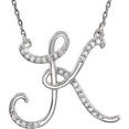 thumbnail image 1 of Pendentif Initial "K" Diamant Collier 18 Pouces Or Blanc 14K, 1 of 2