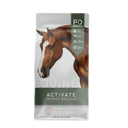 Pink Rose Organix PRO Series Activate Energy Builder Equine Feed, 40lbs - for Muscle Recovery, Gut, Cell & Body Health - Ideal for High-Intensity Performance Horses - USDA Organic & Soy-Free