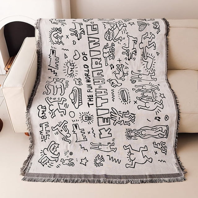 Toalla de sofá con grafiti, funda completa de tela, alfombra para sala de estar, alfombra de picnic a prueba de humedad, manta de camping, funda de cojín para sofá