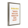 thumbnail image 3 of Stupell Industries Cute Barista Rating Review Brown Framed Floater Canvas Wall Art design by JJ Design House LLC, 25 x 17, 3 of 9