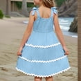 thumbnail image 6 of Inglocry Girl's Sundresses Kids Summer Sleeveless Bowknot Strap RIC Rac Smocked Summer Dresses 5-14 Years Sky Blue 9-10Y, 6 of 9