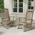 thumbnail image 5 of Patio Slat Rocking Chair, HDPE Plastic Weather Resistant Porch Rocker,Brown, 5 of 8