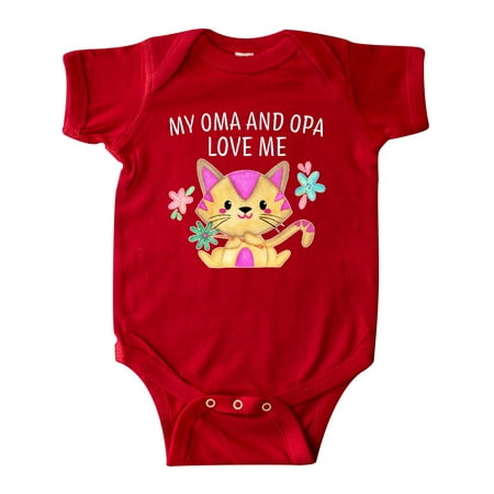 

Inktastic My Oma and Opa Loves Me with Cute Kitten and Flowers Gift Baby Boy or Baby Girl Bodysuit