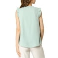thumbnail image 4 of DARING DIVA Ruffled V Neck Sleeveless Tops Shirts XL Cyan, 4 of 8