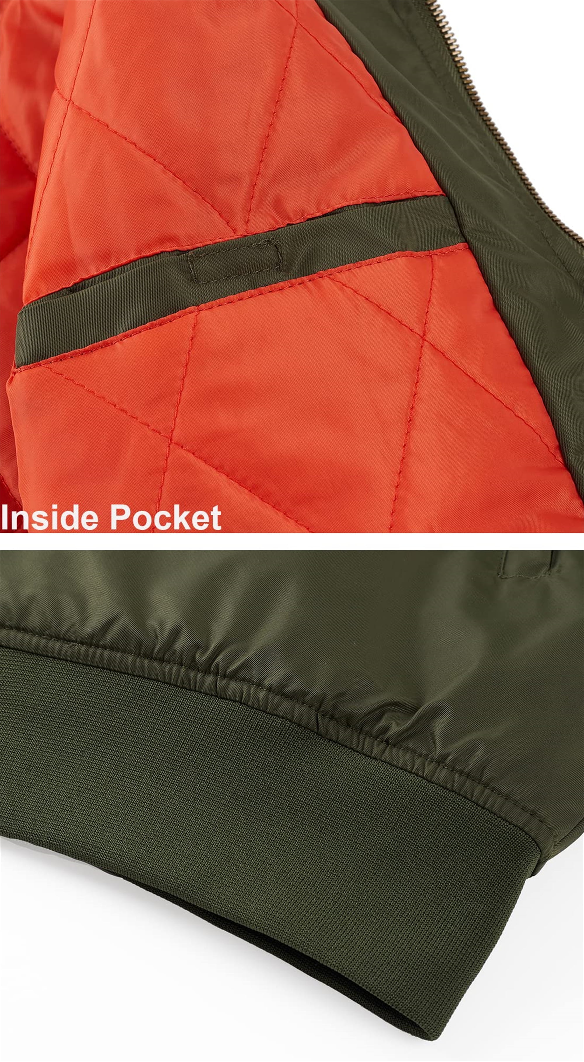 ZITY Men's Windproof MA-1 Full Zip Bomber Jacket, Breathable