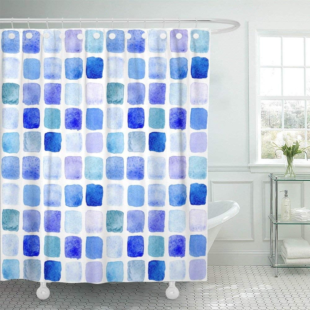 Bpbop Green Dirty Watercolor Pattern With Blue Mosaic Yellow