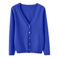 thumbnail image 4 of COMVALUE Women's Cardigans Lightweight Button Up Fall Long Sleeve Cardigan Sweater Solid Color V Neck Knitted Tops (Blue, XXL), 4 of 5