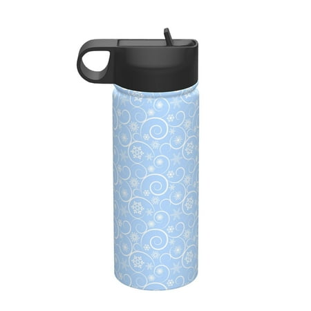 

Ocsxa Blue snowflakes elegant Print 18 oz Insulated Water Bottle With Straw Stainless Steel Sports Water Cup Flask Wide Mouth Travel Thermal Mug for Home Office or Car