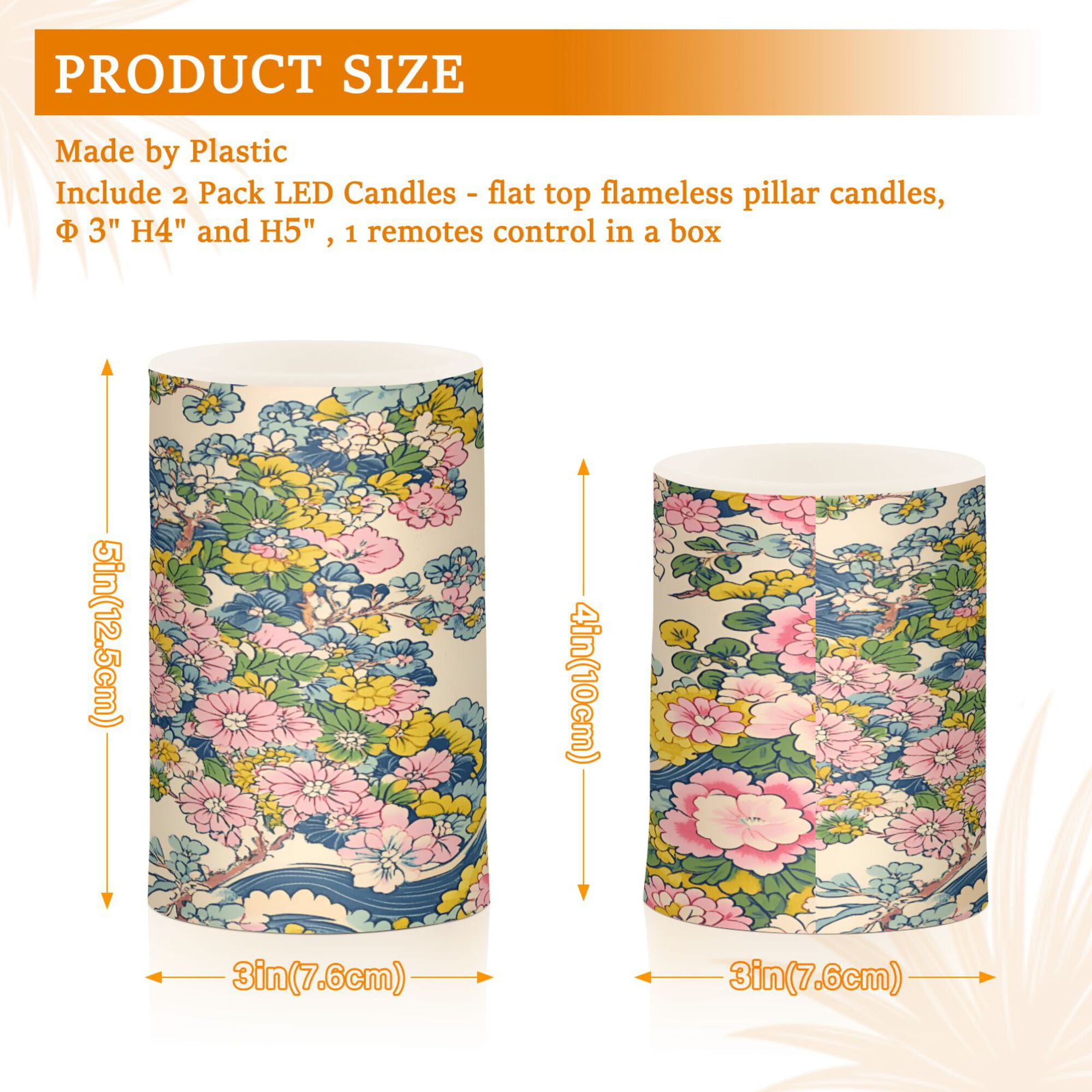 Yayeee Flameless Candles with Remote Flickering Battery Operated Multi Color Changing, Pink Floral Wave