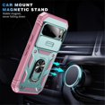 thumbnail image 2 of Phone Case for Google Pixel 10 Pro XL, Slide Camera Cover Ring Kickstand Heavy‑Duty Shockproof Cover,Green&Pink, 2 of 8