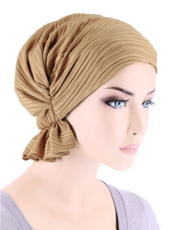 The Abbey Cap in Beige Wave Micro Ruffle