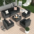 thumbnail image 4 of MRUAKA 7 Pieces Patio Conversation Set, Outdoor Sectional PE Rattan Wicker Furniture Seat,BLACK, 4 of 7