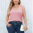 thumbnail image 7 of TDYHUAO Plus Size Tank Tops for Women Ribbed V Neck Sleeveless Shirt Solid Color Oversized Basic Summer Casual Trendy Tanks, 7 of 7