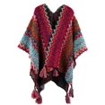 thumbnail image 1 of LinYooLi Poncho Cape Ethnique pour Femmes Tricot Ouvert devant Épaissi Pashmina avec Franges Temps Froid, 1 of 5