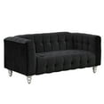 thumbnail image 2 of Euroco 63" Tufted Sofa Loveseat for Living Room, Upholstered Sofa Couch for Office, Black, 2 of 9