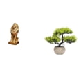 thumbnail image 1 of Figura de león, estatua de resina, bonsái artificial, planta en maceta, decoración para el hogar u oficina, adorno de arte moderno, escultura decorati, 1 of 8