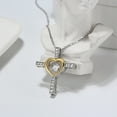 thumbnail image 3 of APIPEE 925 Sterling Silver Heart-Shaped Cross Necklace for Women, Heartbeat Clavicle Chain, Sweater Chain, 3 of 5