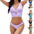 thumbnail image 7 of Lerpwige Women Two Piece Swimsuits High Waisted Bikini Set Tummy Control Bathing Suits Knot Twist Cutout, 7 of 7
