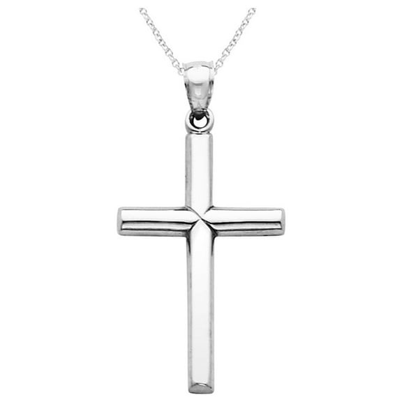 14k White Gold Polished Cross Pendant