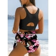 thumbnail image 3 of SHEWIN Women Bikini Sets Two Piece Swimsuits Floral Print Bathing Suits High Waisted Bikini Swimwear Racerback Tops with Bottom, 3 of 6