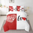 thumbnail image 2 of 7 Pieces King Size Valentine's Day Comforter Set,Hand Drawn Sketch Love Heart Romantic Bedding Set for Boys Girls,King Side Queen Side(Comforter+Fitted+Flat Sheet+2 Pillowcases+2 Throw Pillow Covers), 2 of 5