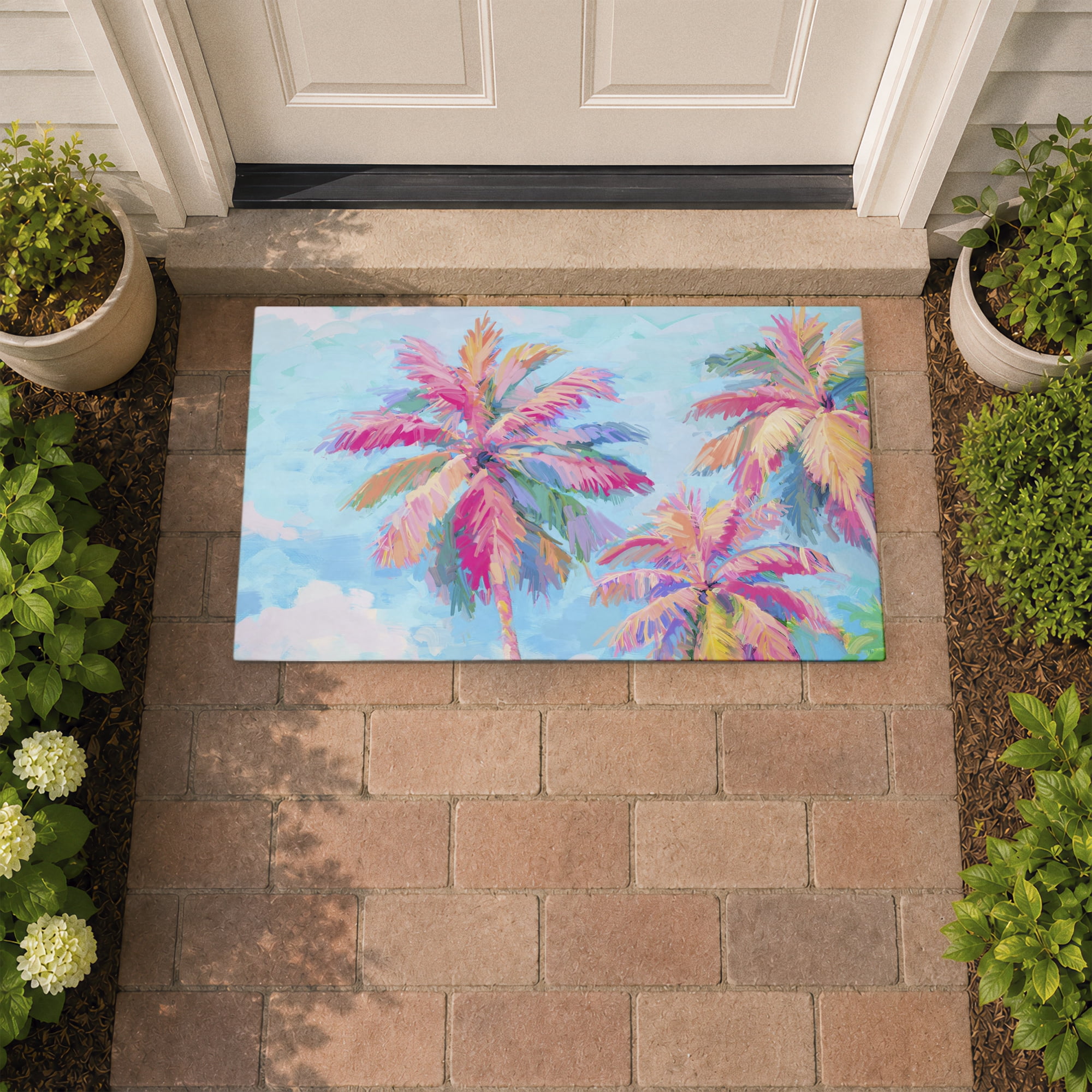 Stupell Industries Vibrant Tropics Palm Tree Printed Outdoor Door Floor Mat, design by Ziwei Li